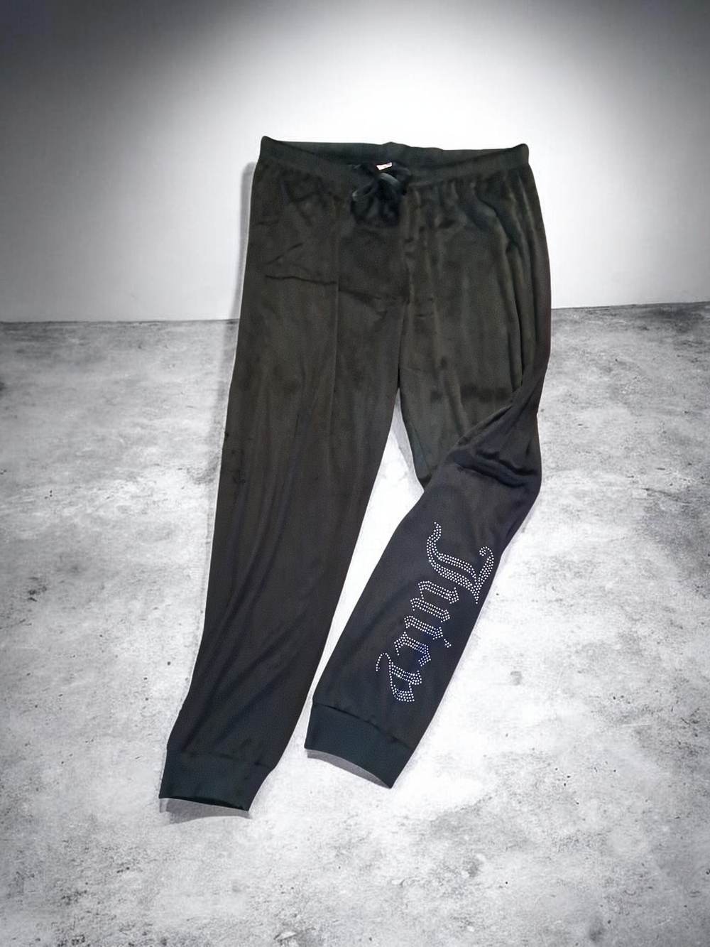 Juicy Couture Black Jogger Sweatpants with Rhinestone Script